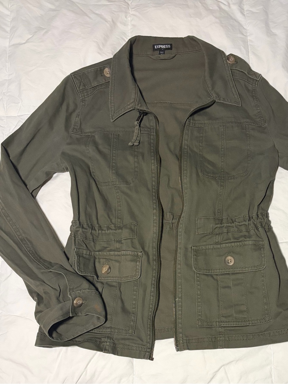 Express Olive Green Utility Jacket